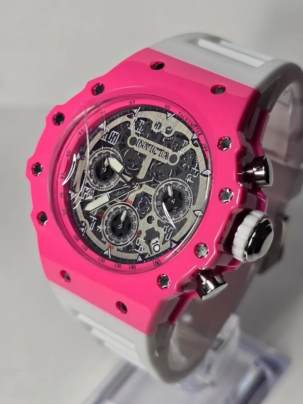 Invicta Racing Apexium Unisex Watch - 41mm, Pink, White (69624)